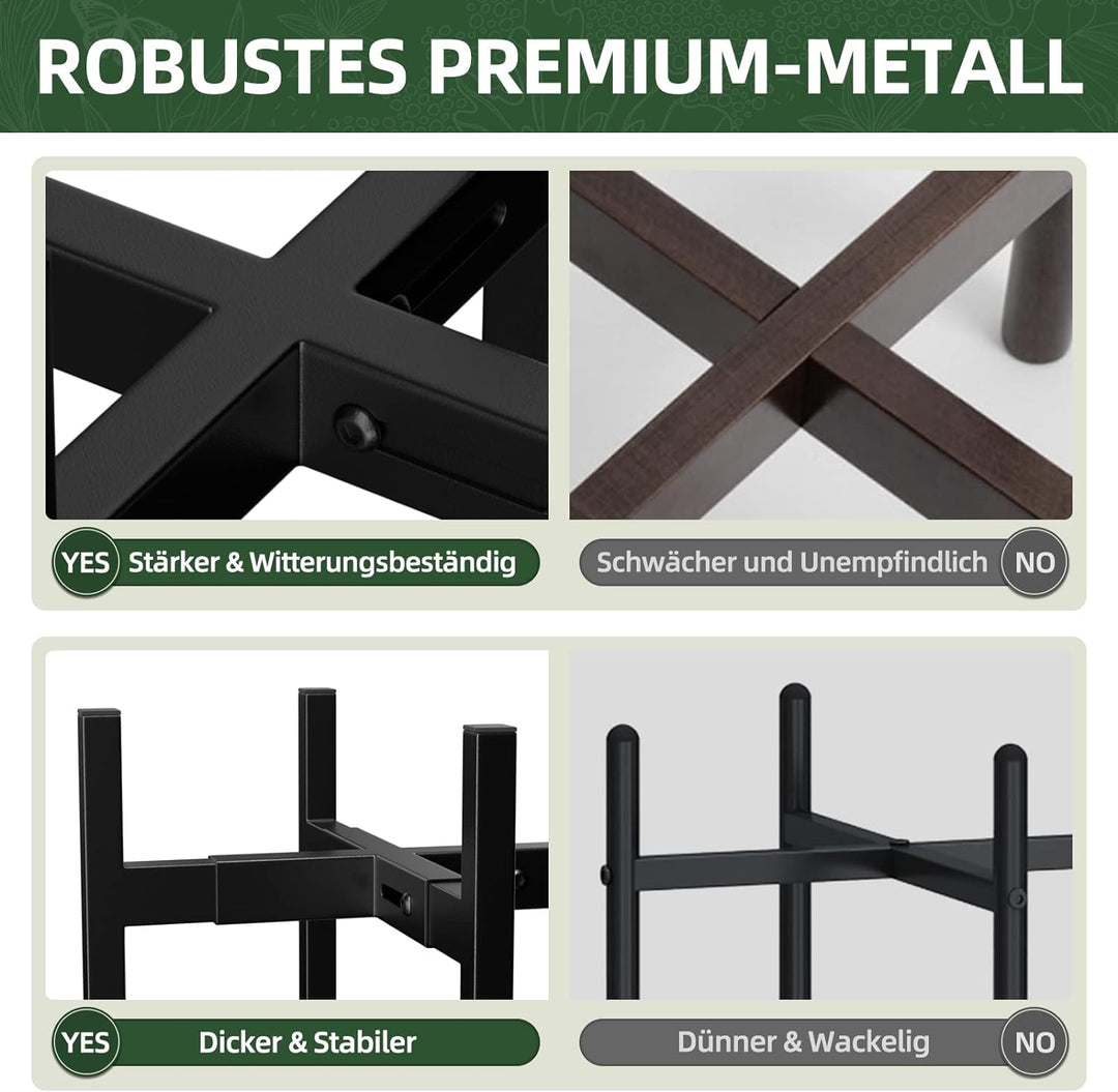 ZMTECH Verstellbare Pflanzenständer Metall Schwarz, 20-35cm Modern Blumentopf Ständer, Midcentury Bl