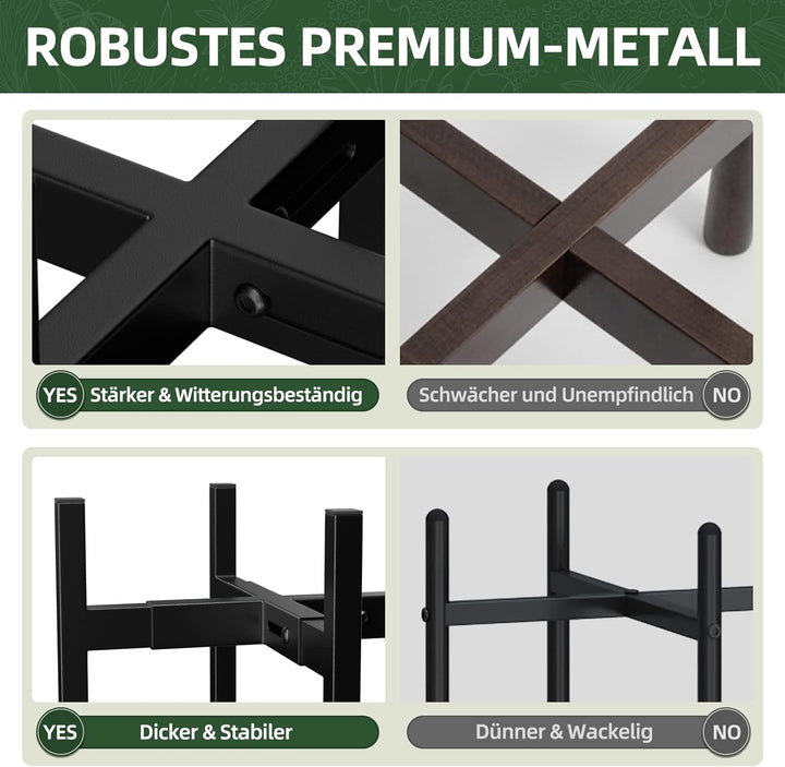 ZMTECH Verstellbare Pflanzenständer Metall Schwarz, 20-35cm Modern Blumentopf Ständer, Midcentury Bl