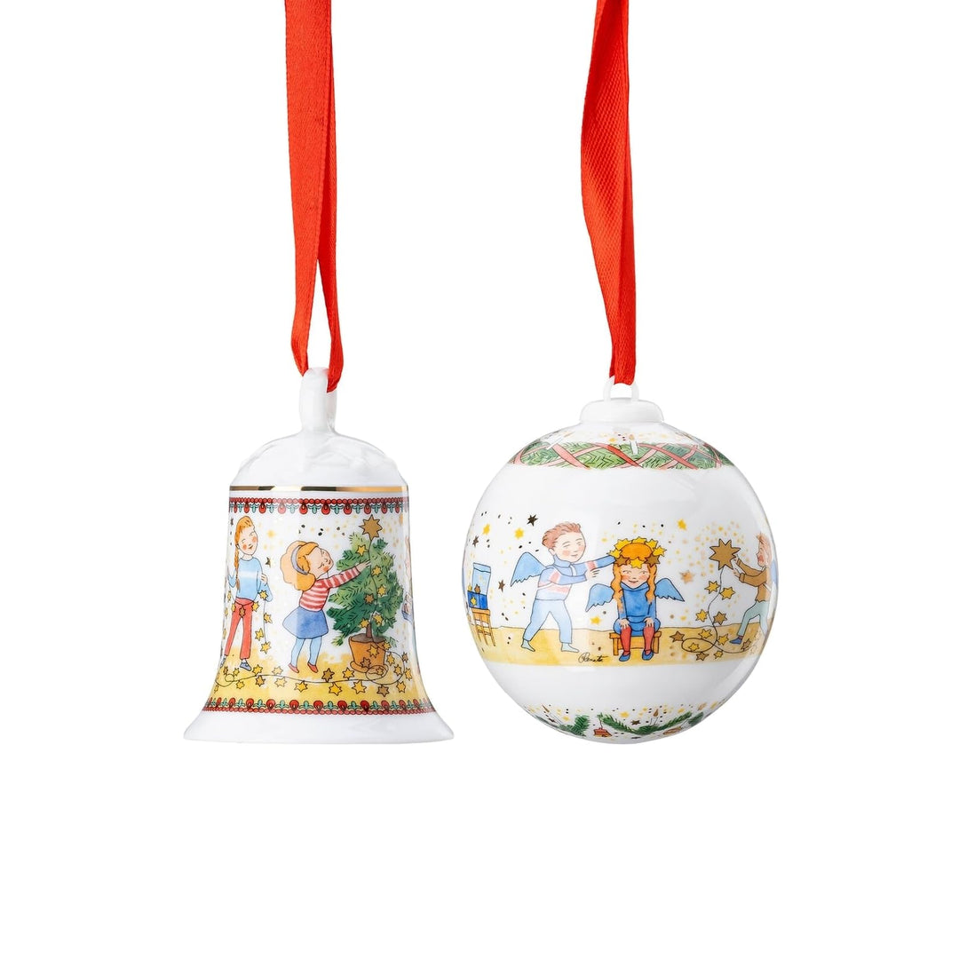 DKG utils Porzellanglocke + Porzellankugel 2024 - Sammelkollektion 2024 Weihnachtsleuchten - Set 2-T