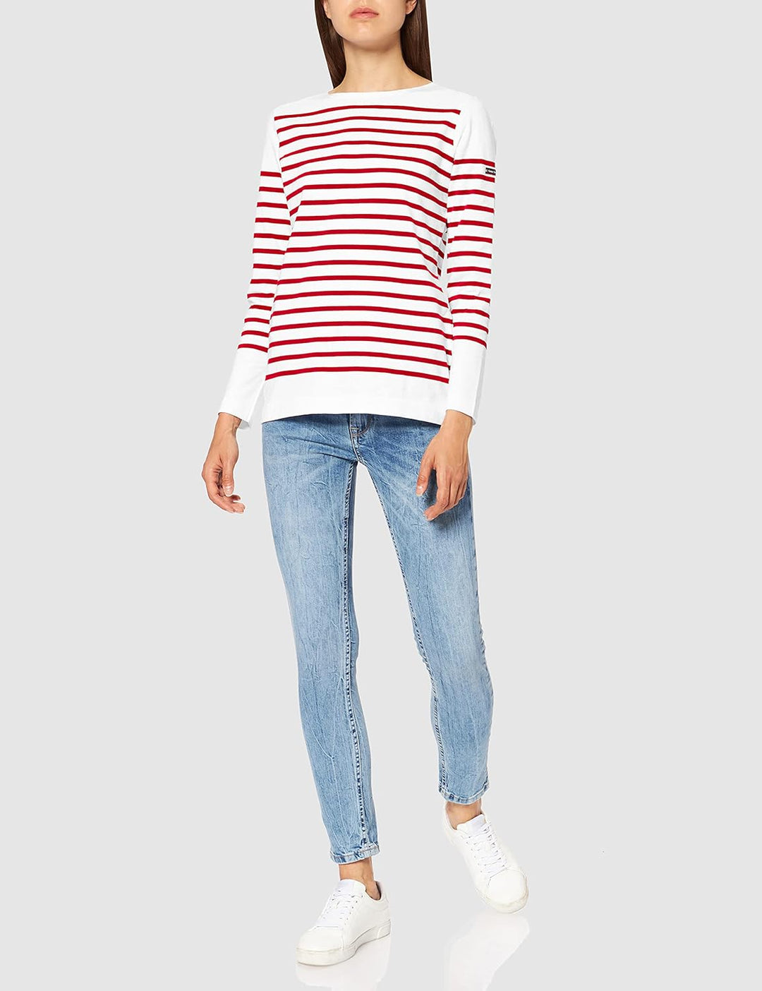 Armor Lux Damen 76838 Langarmshirt, Mehrfarbig (Blanc/Braise 320), Small (Herstellergrösse: 2)