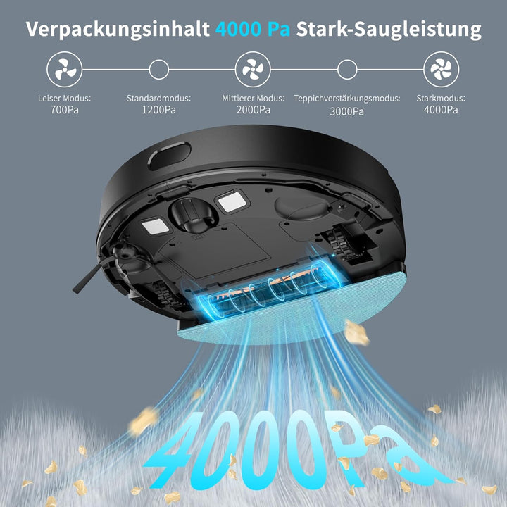 V1 Saugroboter mit Wischfunktion 4000Pa, Staubsauger Roboter 3 in 1 mit LiDAR Navigation, 120Min Lau