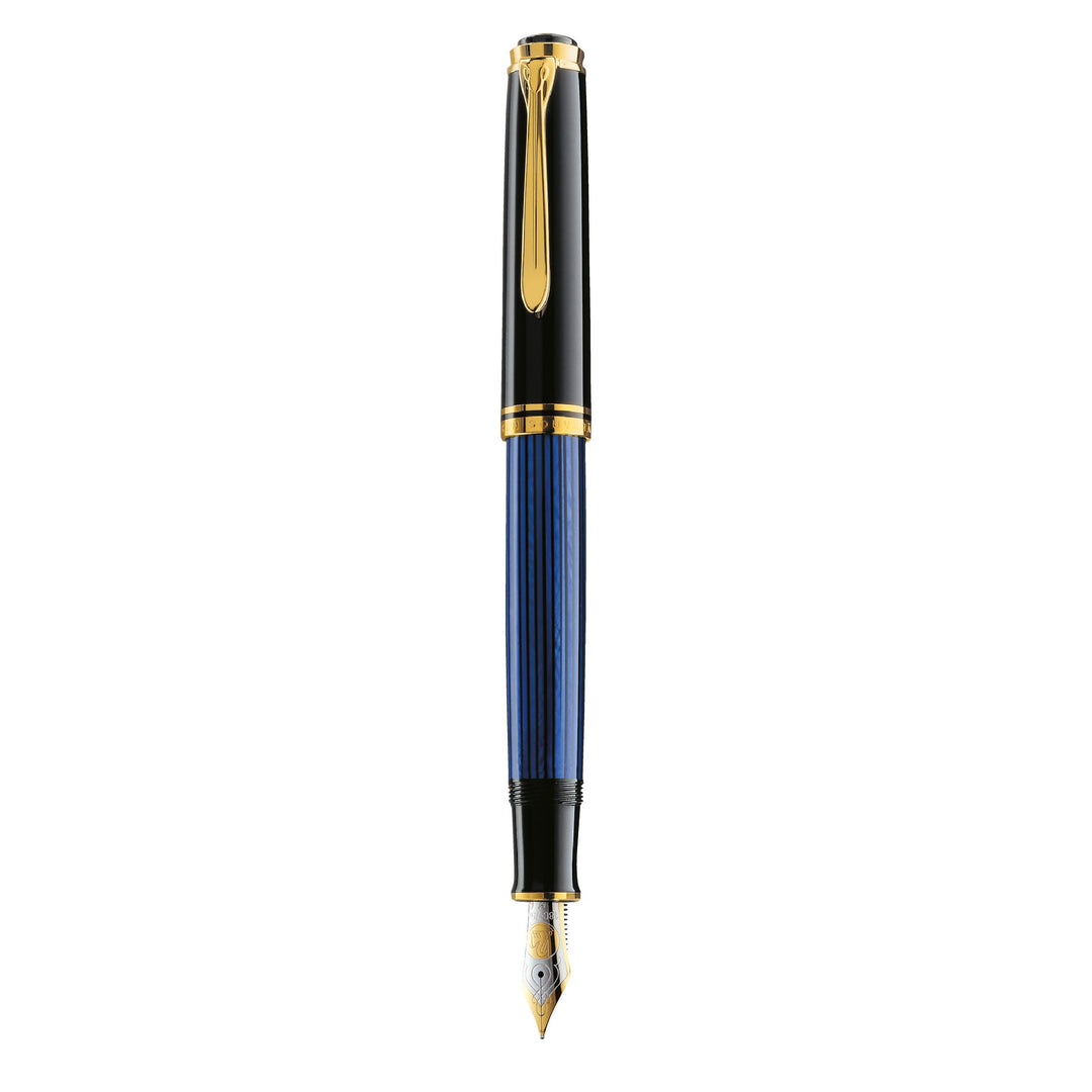 Pelikan Premium M600 Füllfederhalter, Feder B Plume Schwarz/Blau Schwarz / Blau, Schwarz / Blau