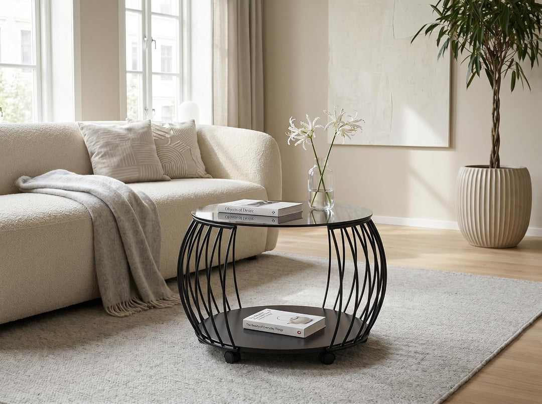 M2 Kollektion Shanghai 1 Couchtisch, Metall, schwarz, 60x45x60