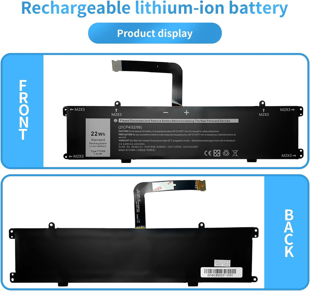 FTD6M 06HHW5 6HHW5 Laptop-Akku-Ersatz für Dell Latitude 7285 2-in-1 Keyboard Series(7.6V 22Wh)