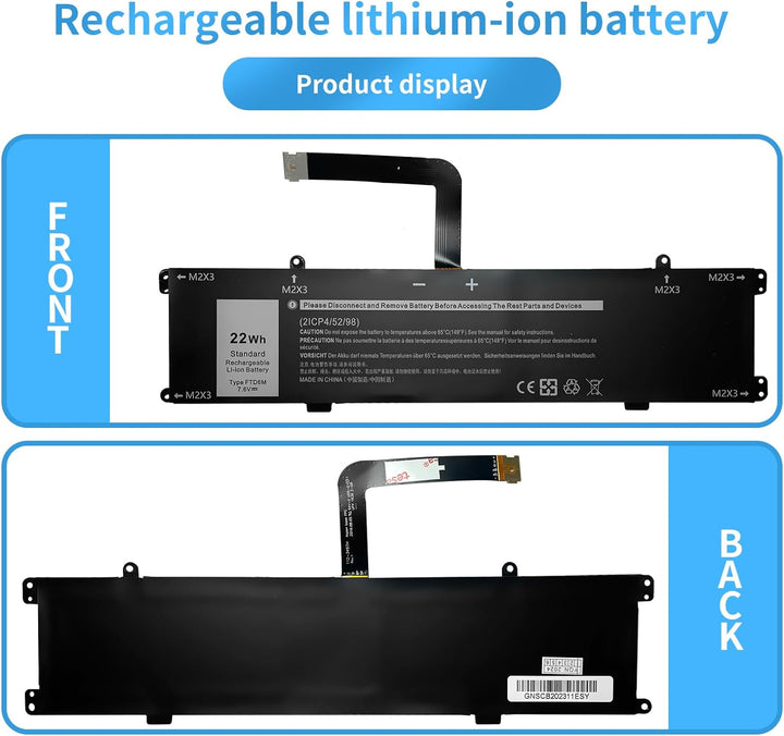 FTD6M 06HHW5 6HHW5 Laptop-Akku-Ersatz für Dell Latitude 7285 2-in-1 Keyboard Series(7.6V 22Wh)