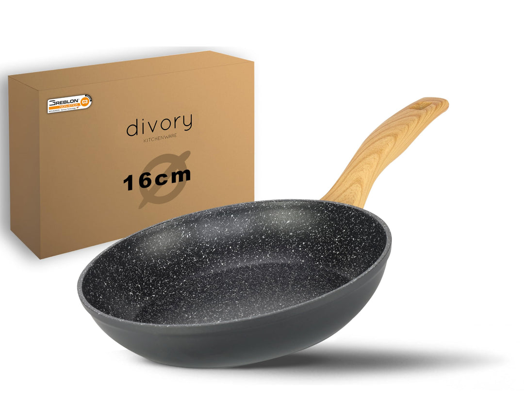 Bratpfanne 16cm kein Induktion – Antihaft Beschichtete kleine Universalpfanne für alle Herdarten - S