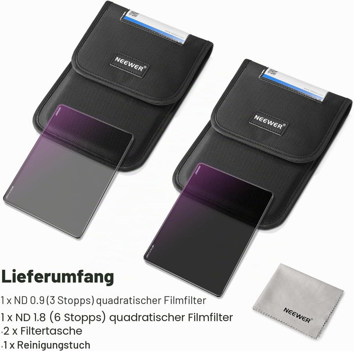 NEEWER 2 Pack ND0.9/1.8 (3/6 Stops) Square ND Filter, 4" x5,65 Dual Sided 30 Multi Nano Coated Cinem