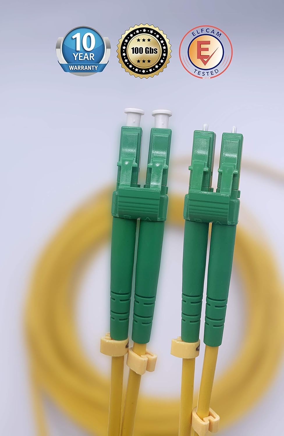 Elfcam® - LWL Glasfaser-Kabel LC/APC auf LC/APC Stecker, Duplex Singlemode 9/125μm OS2 Patchkabel (2
