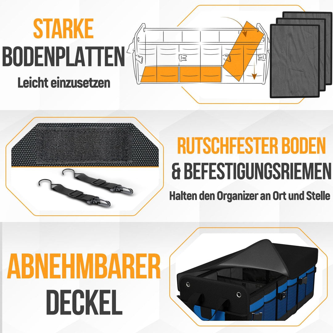 FORTEM Kofferraum Organizer, Kofferraumtasche, Zusammenklappbarer Auto Organizer Kofferraum mit Fäch