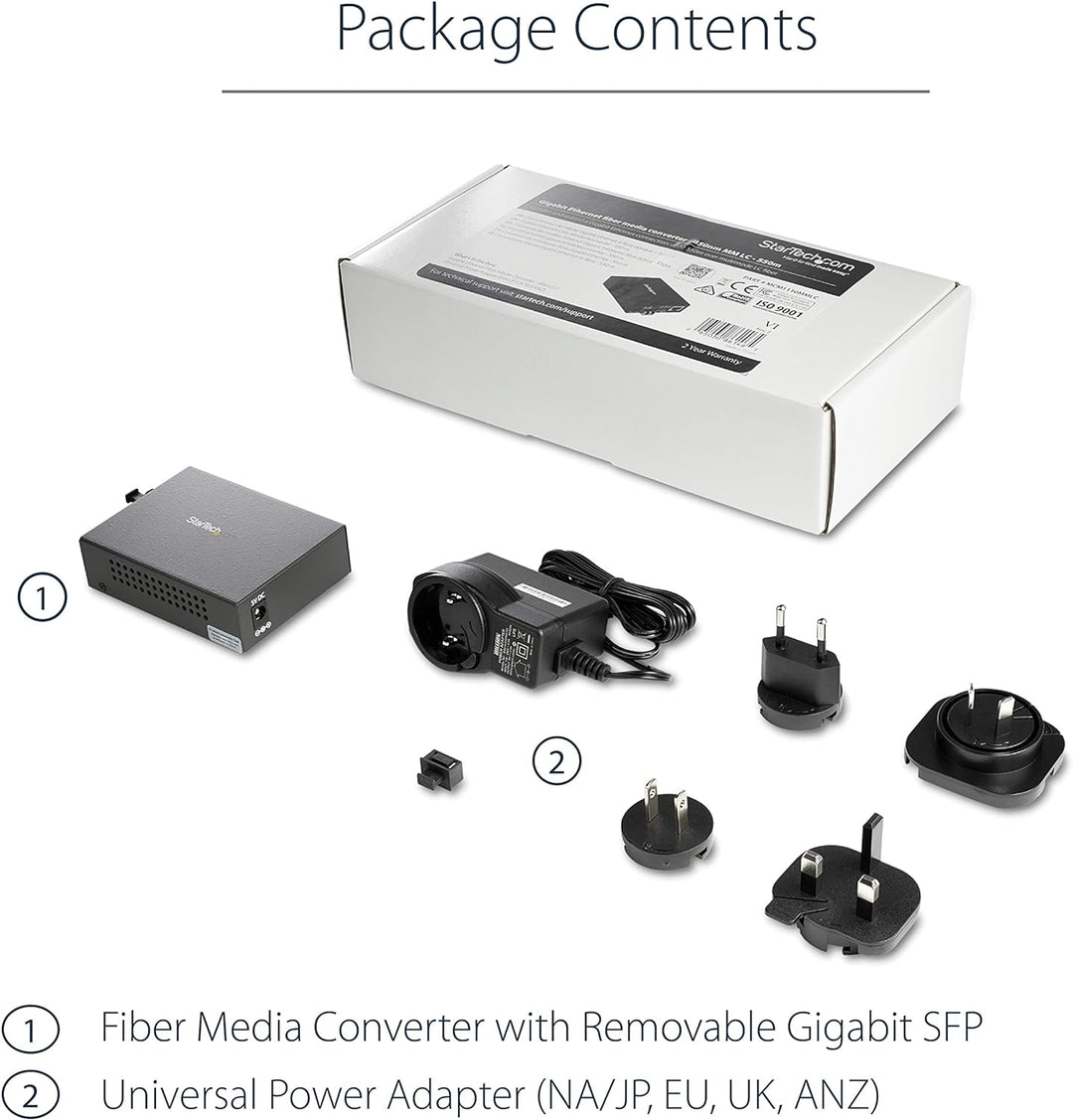 StarTech.com Multimode (MM) LC Glasfaser Medienkonverter für 10/100/1000 Netzwerk - 550m - Gigabit E