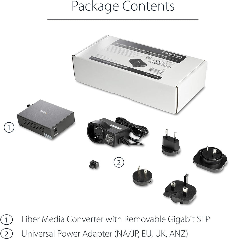 StarTech.com Multimode (MM) LC Glasfaser Medienkonverter für 10/100/1000 Netzwerk - 550m - Gigabit E