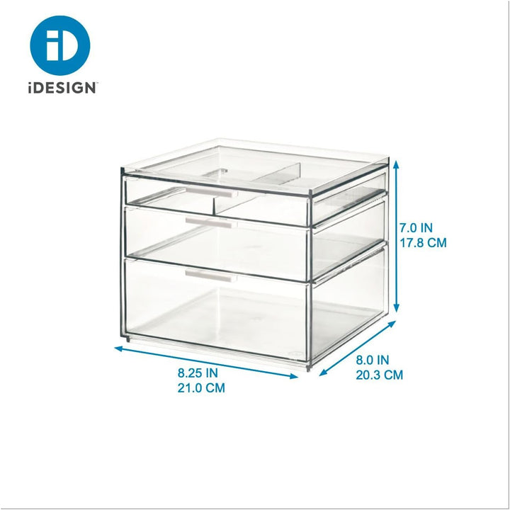 iDesign Make-up Organizer, Schmink Aufbewahrung mit 3 Schubladen aus der Signature Series by Sarah T
