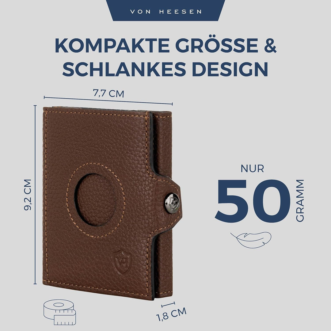 VON HEESEN Slim Wallet mit Airtag-Fach Braun Dunkelbraun OHNE MÜNZFACH & AIRTAG FACH, Dunkelbraun OH