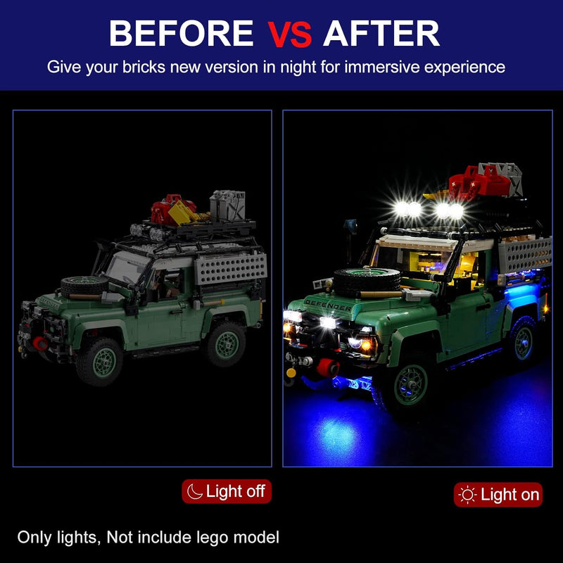 cooldac LED Licht-Kit für Lego 10317 Land Rover Classic Defender 90 Set, Led Beleuchtungs Set Kompat