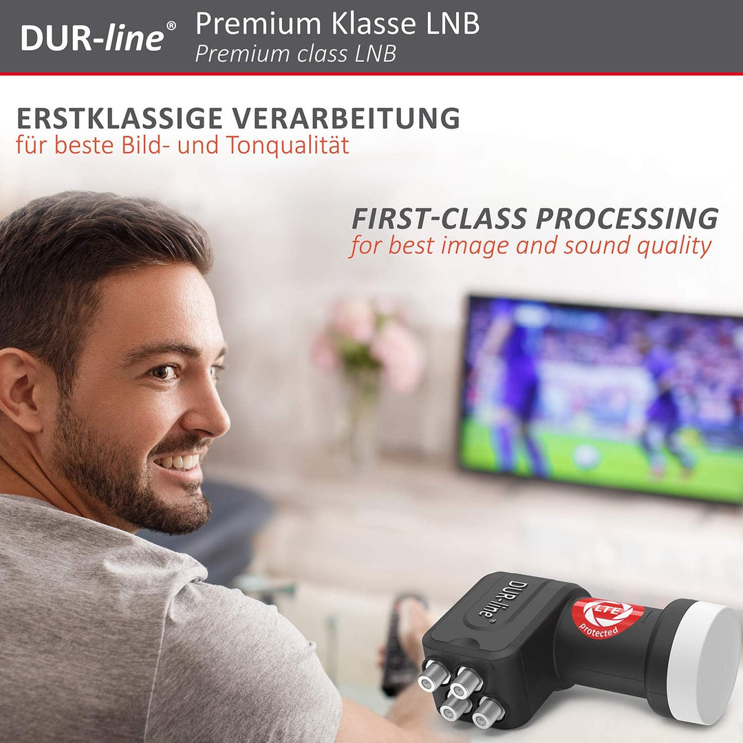 DUR-line +Ultra Quattro LNB - nur für Multischalter schwarz - mit LTE-Filter [ Test SEHR GUT *] digi