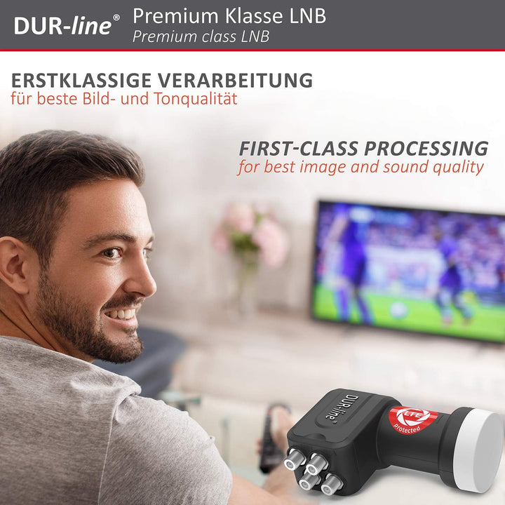 DUR-line +Ultra Quattro LNB - nur für Multischalter schwarz - mit LTE-Filter [ Test SEHR GUT *] digi