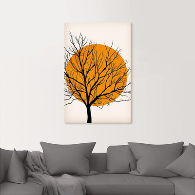 ARTland Leinwandbilder Wandbild Bild auf Leinwand 40x60 cm Wanddeko Minimalismus Sonne Baum Silhouet