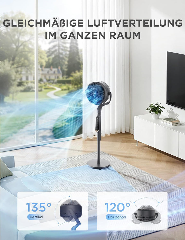 Midea Standventilator leise mit DC Motor FG18-26XRD(BL), 19 dB, 15 m Reichweite, Air Circulator, 78/