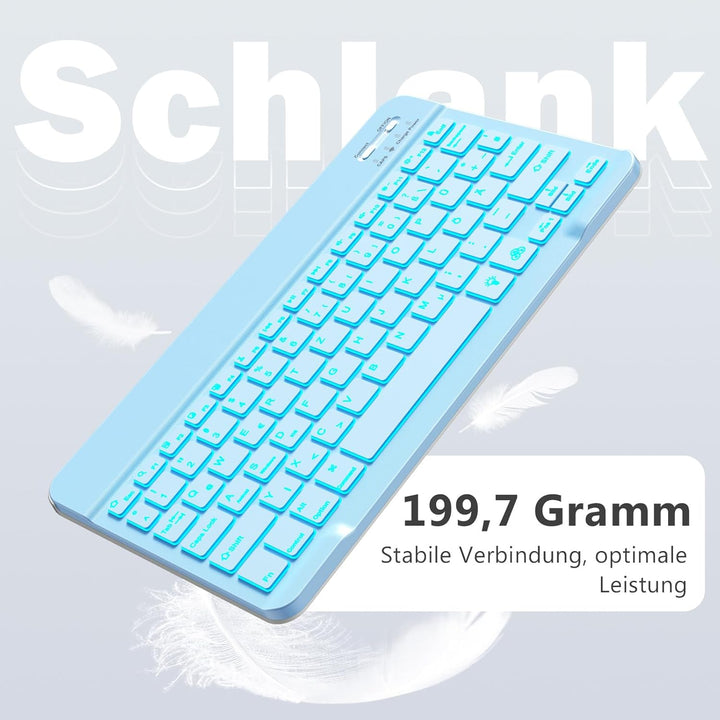 Vobafe Bluetooth Tastatur mit Telefonhalter für iPad Air/Pro/Mini/A16/11/10.9/10.2/iPhone, Kabellose