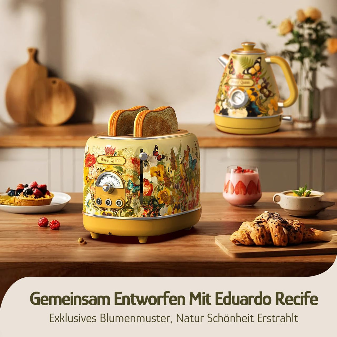 Hazel Quinn Retro 2 Scheiben Toaster, Vintage Toaster, Auftau Aufwärm Abbruchfunktion, Edelstahl, 81