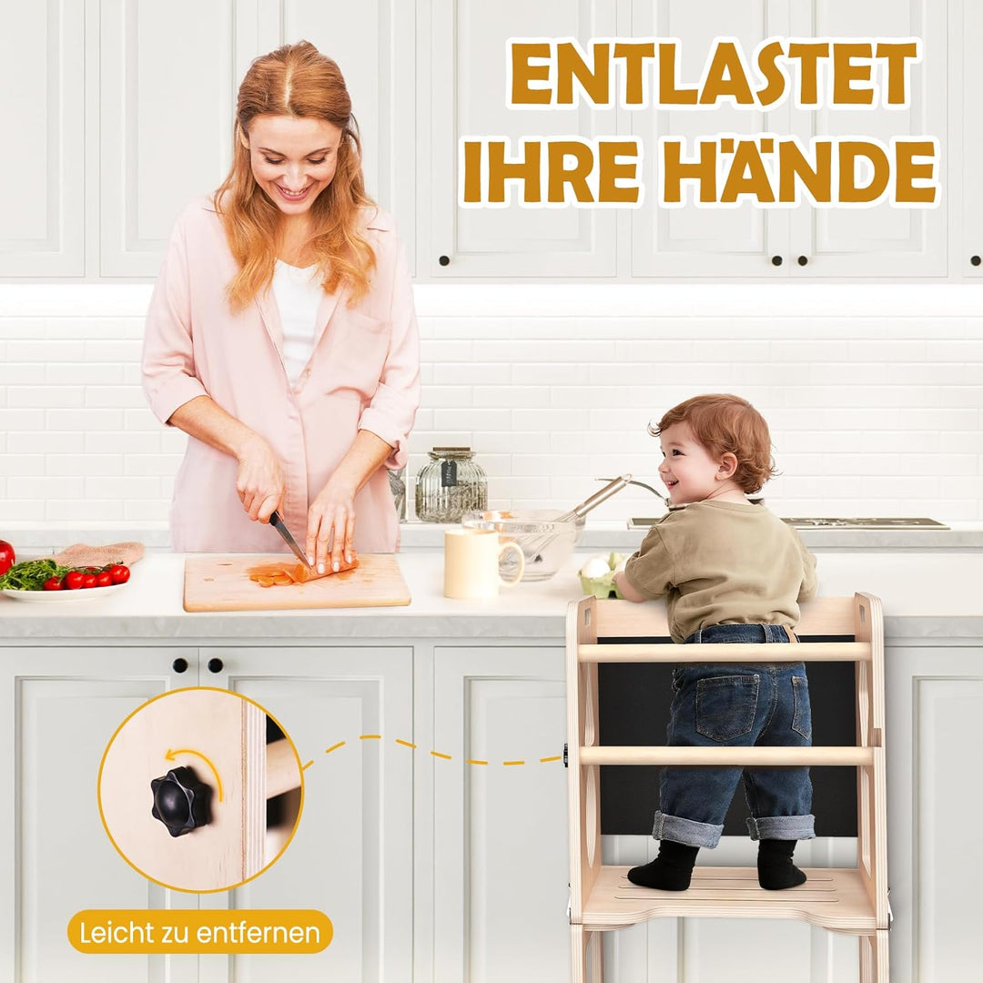 Lernturm ab 1 Jahr | 3 in 1 Learning Tower für Kinder | Klappbare Tritthocker mit Tafel | Lernturm F