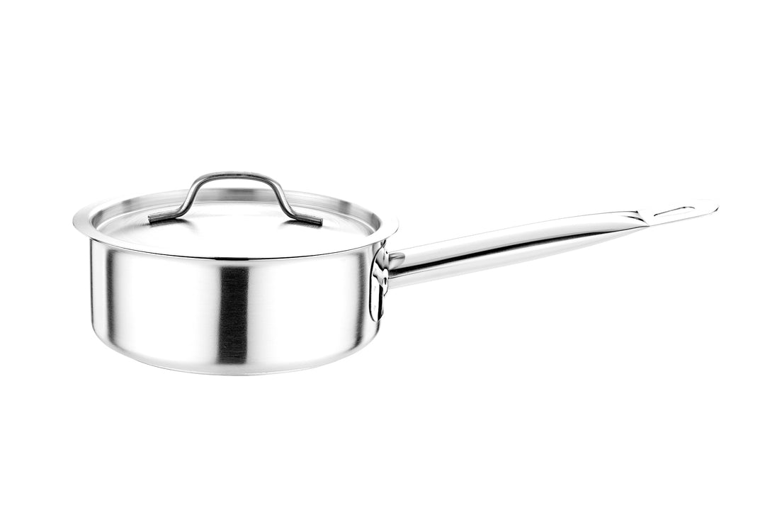 Edelstahl Kochtopf mit Deckel für alle Herdarten Topf in 11 Grössen (Ø 18cm - Höhe 7cm)