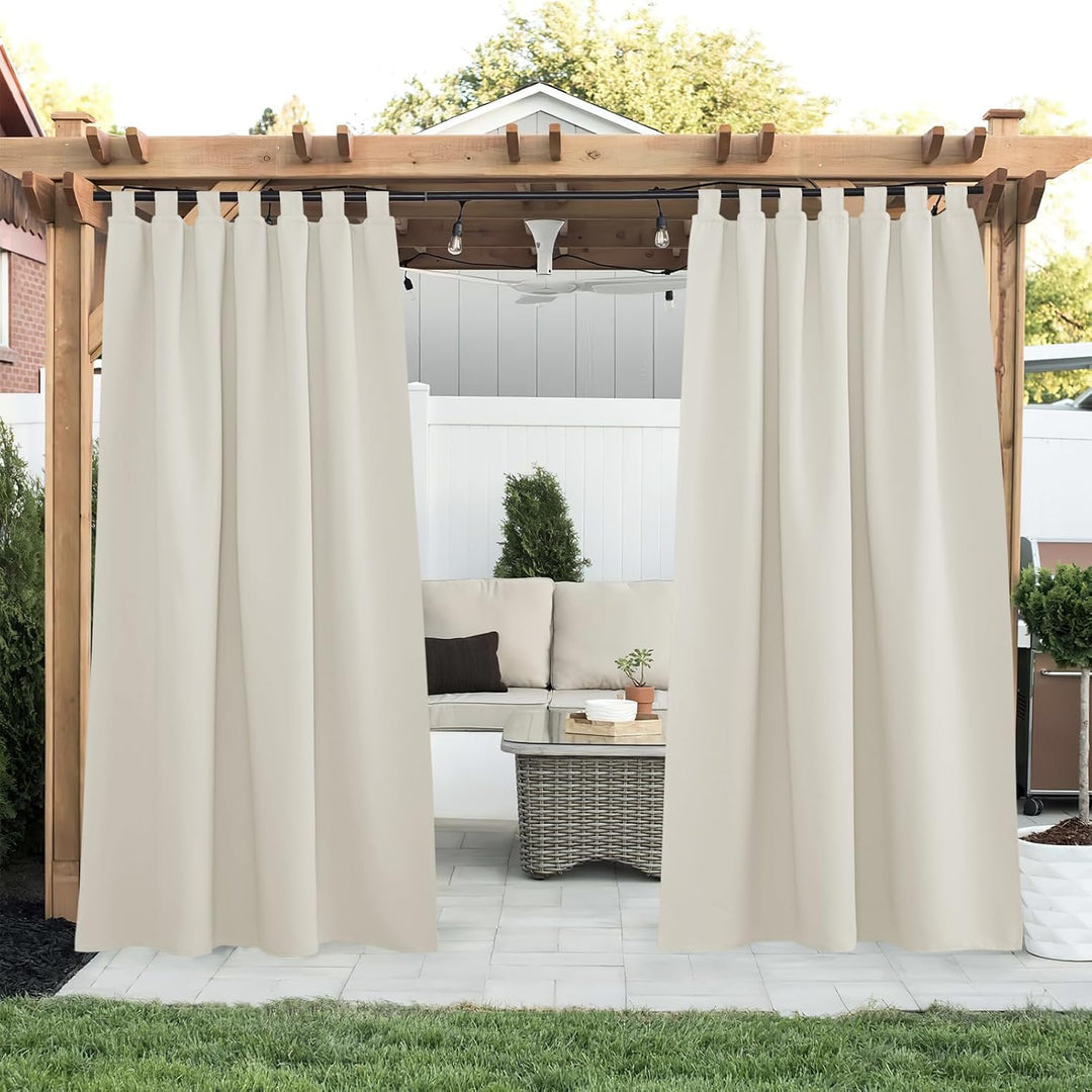 PONY DANCE Outdoor Vorhang Wetterfest 2er Set H 243 x B 132 cm Outdoor Gardinen Wasserdicht Outdoorv