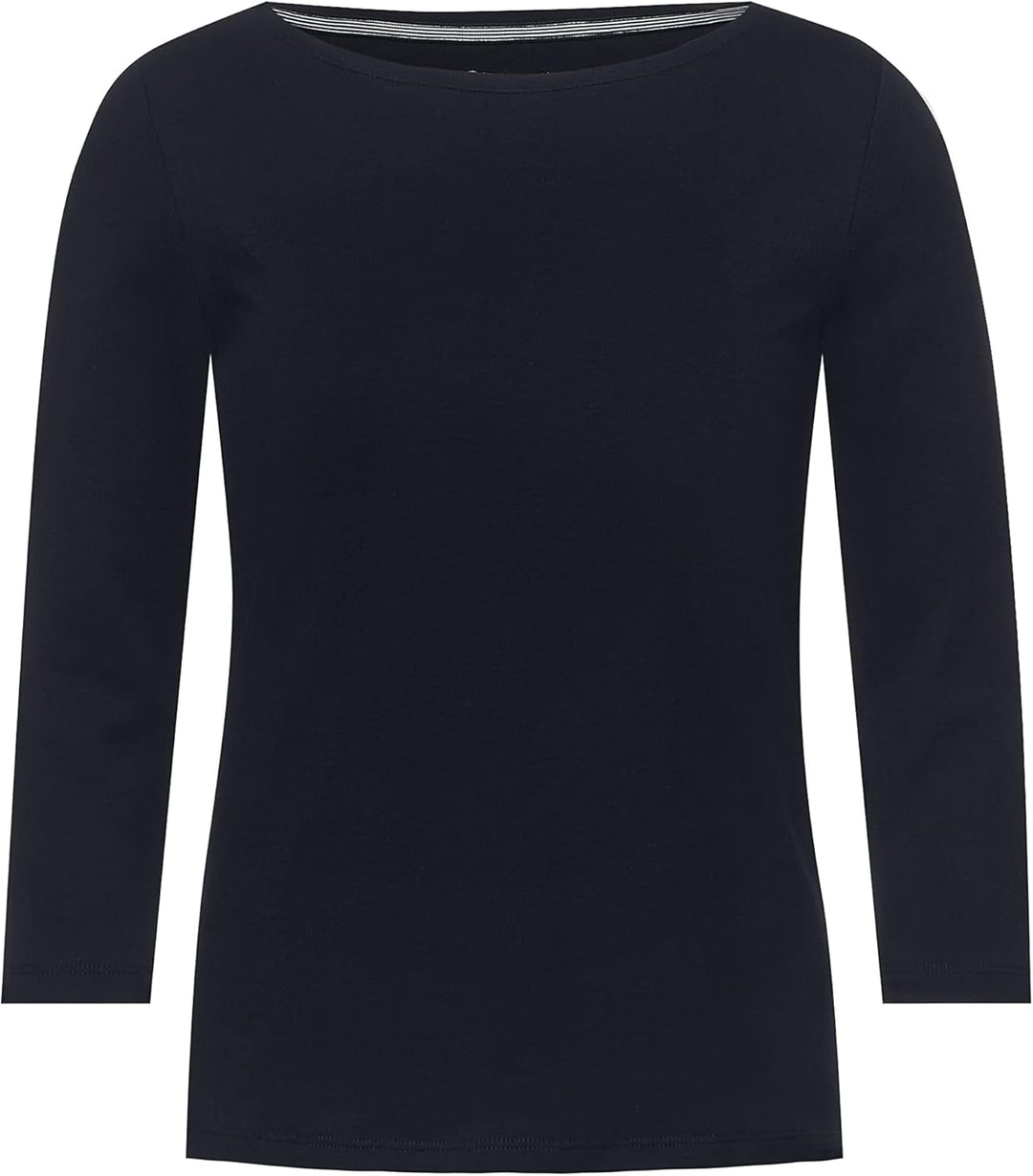 Cecil Damen Boatneck Basic Baumwollshirt U-Boot Ausschnitt S Deep Blue, S Deep Blue