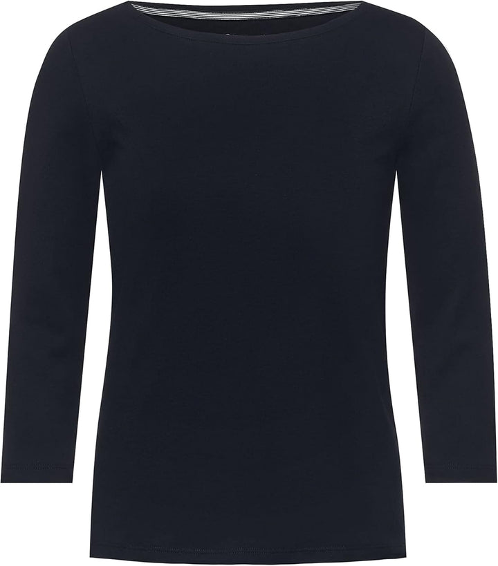 Cecil Damen Boatneck Basic Baumwollshirt U-Boot Ausschnitt S Deep Blue, S Deep Blue
