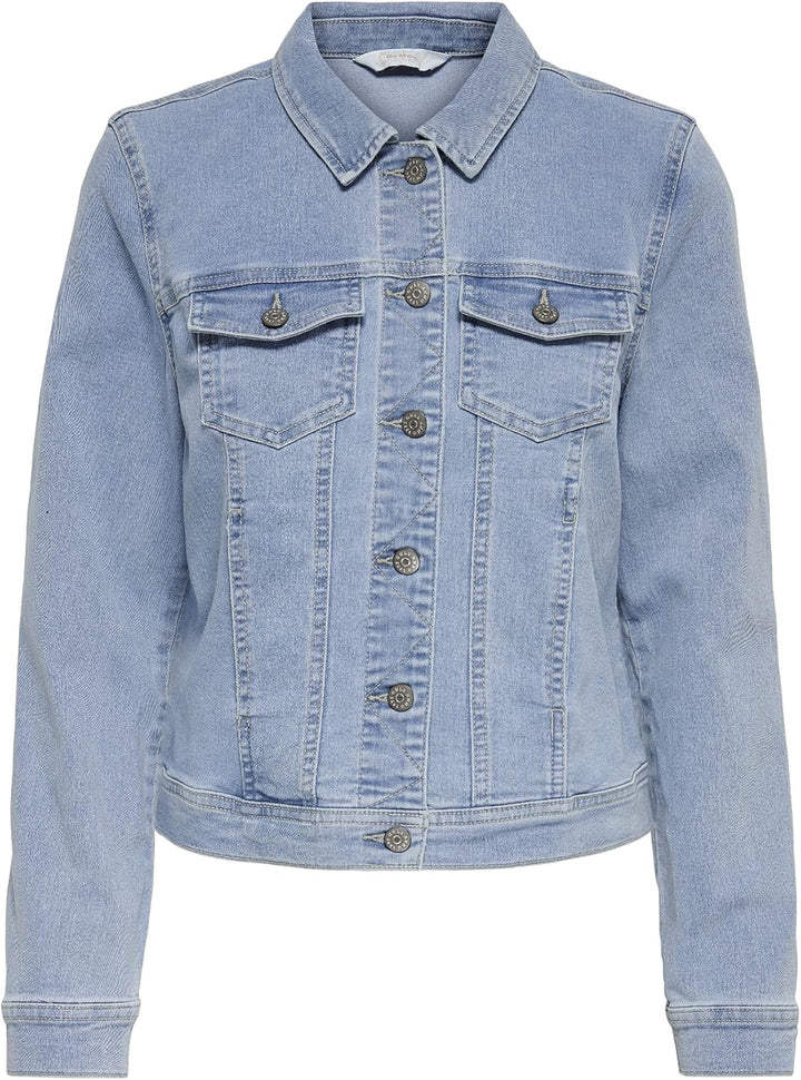 ONLY Damen Jeansjacke Tia Colored Übergangsjacke mit Knopfleiste XS Light Blue Denim, XS Light Blue