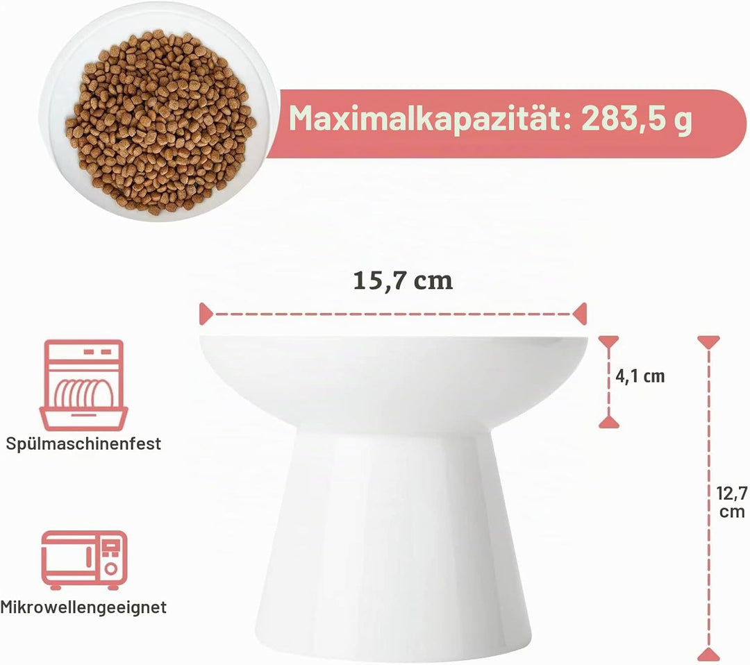 CEEFU Extra breite Katzennäpfe - keramischer Katzennapf 15,7cm Erhöhter Flacher Boden Katzennapf, Sc
