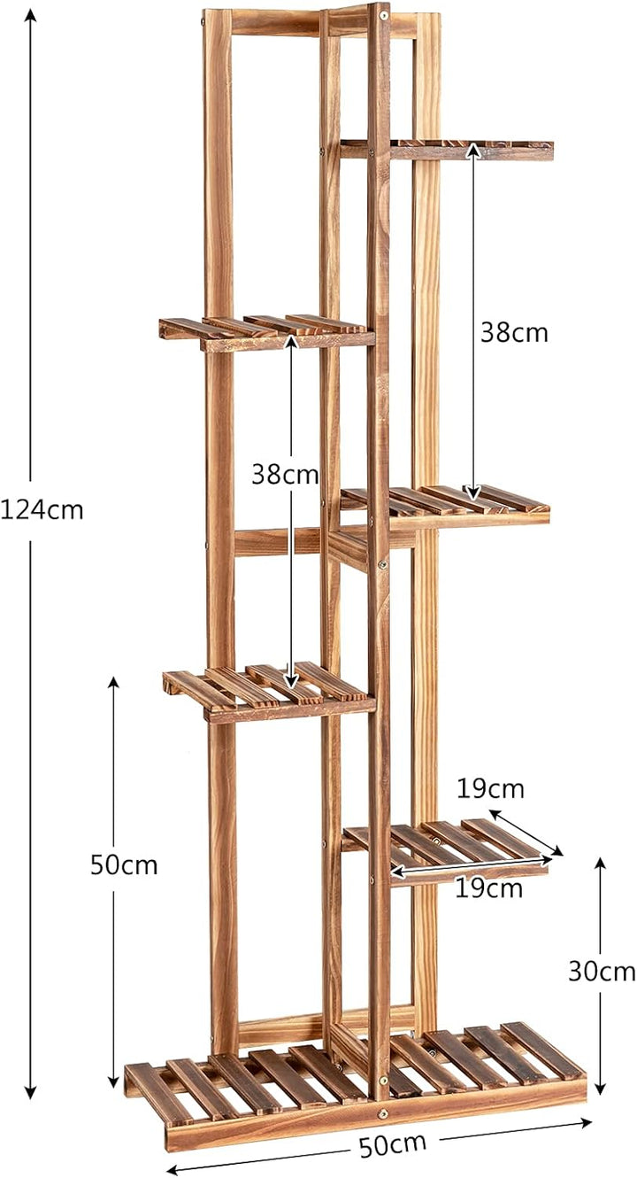 GOPLUS 6 Ebenen Pflanzenständer, Blumenständer aus Holz, mehrstöckiges Blummenregal, Pflanzenregal,
