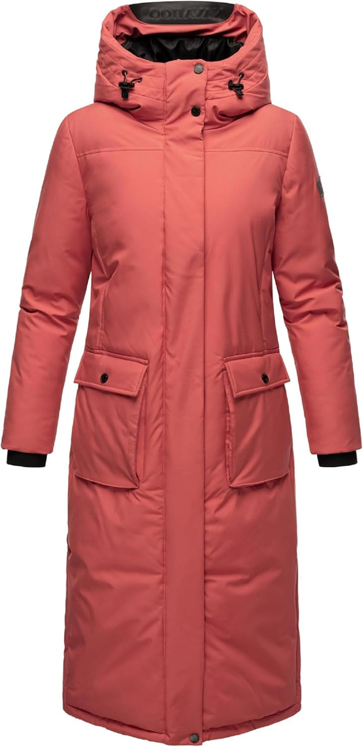 Navahoo Damen Wintermantel Warmer Mantel extralang mit Kapuze Wolkenfrost XIV XS-XXL XXL Rouge, XXL