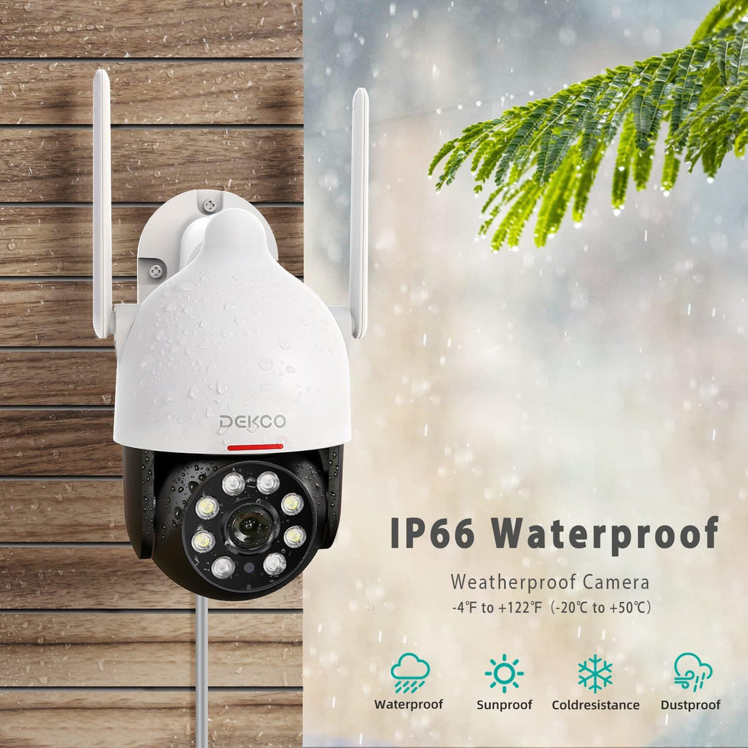 DEKCO 2K Überwachungskamera Aussen WLAN 2 Packungen, 350°/90° Schwenkbar WLAN Kamera Outdoor, 3MP Wi