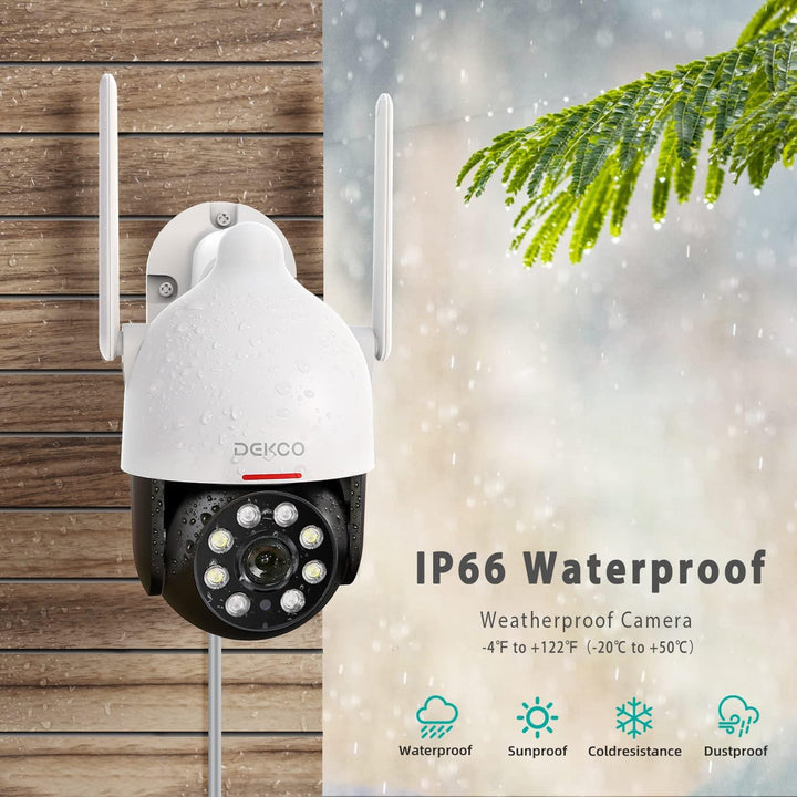 DEKCO 2K Überwachungskamera Aussen WLAN 2 Packungen, 350°/90° Schwenkbar WLAN Kamera Outdoor, 3MP Wi