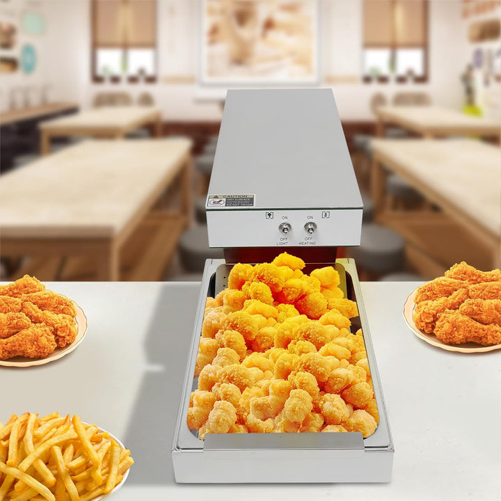 Pommes Frites Wärmer, 750W Wärmebrücke Speisenwärmer, Pommes Frites Wärmelampe Der Heiztemperaturber