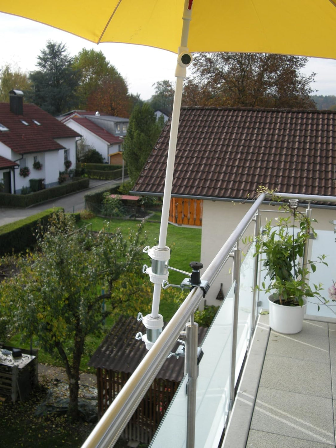 Balkon Halter für Schirmstöcke 25,5 bis 42 mm Ø - 2 Stück BALKON - Distanz SONNENSCHIRMHALTER für BA