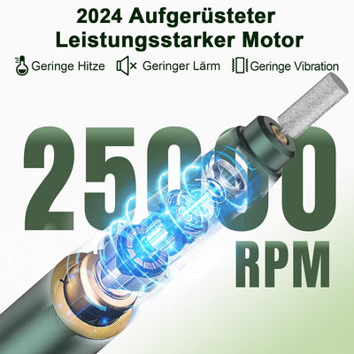 Auriox Kabellos Tragbar Nagelfräser, 12 in 1 Profi Maniküre und Pediküre Set 25000 u/min, Akku Elekt