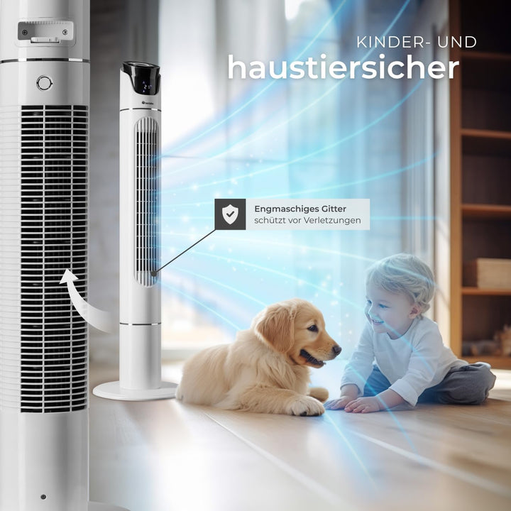 tectake® Ventilator gross mit Fernbedienung, Ventilator oszillierend mit 3 Geschwindigkeitsstufen, T
