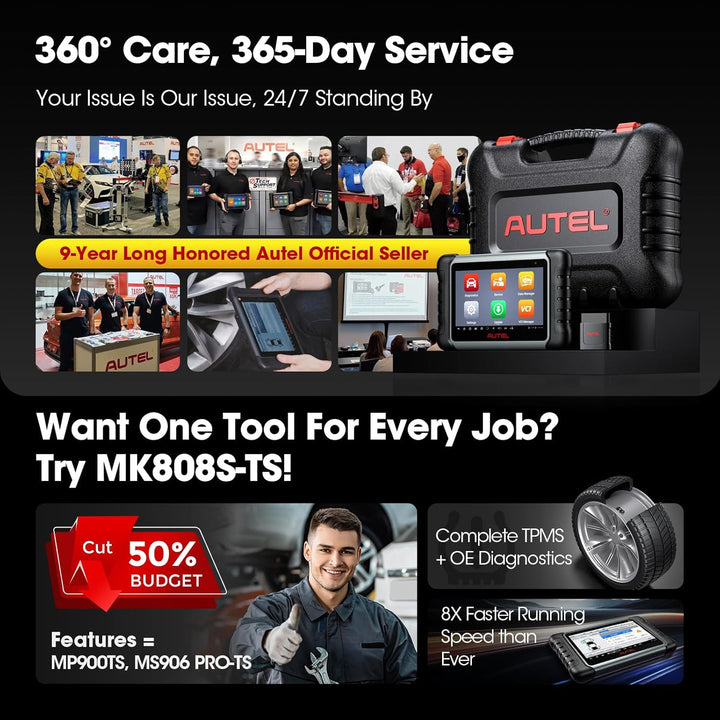 Autel Scanner MaxiCOM MK808TS, Kombination aus Autel MK808BT und TS608, OE-Level TPMS Scan-Tool mit