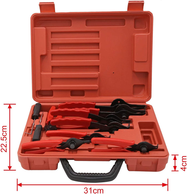Wiltec Sprengring Zange 11 teilig, 12,7-203 mm, Seegeringzange für Aussenringe und Innenringe, Siche