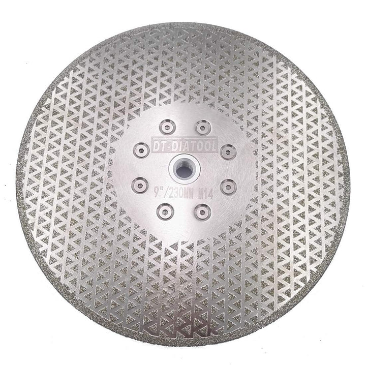 DT-DIATOOL Diamantscheibe 230 mm x M14 Doppelseitig Galvanisch Trennscheibe und Schleifscheibe für H