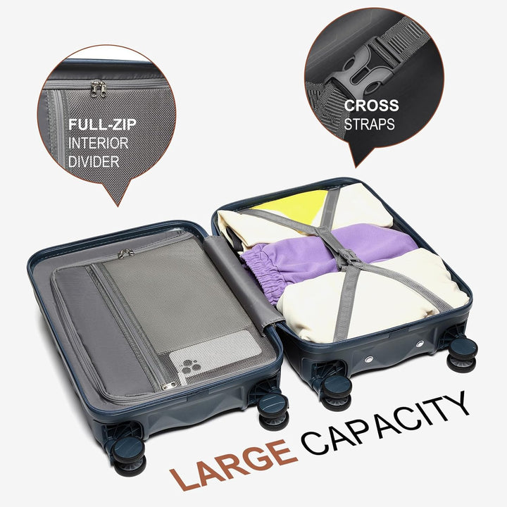 Sea choice Handgepäck Koffer Trolley ABS Leicht Reisekoffer Hardschale 4 Rollen und TSA Schloss Mit