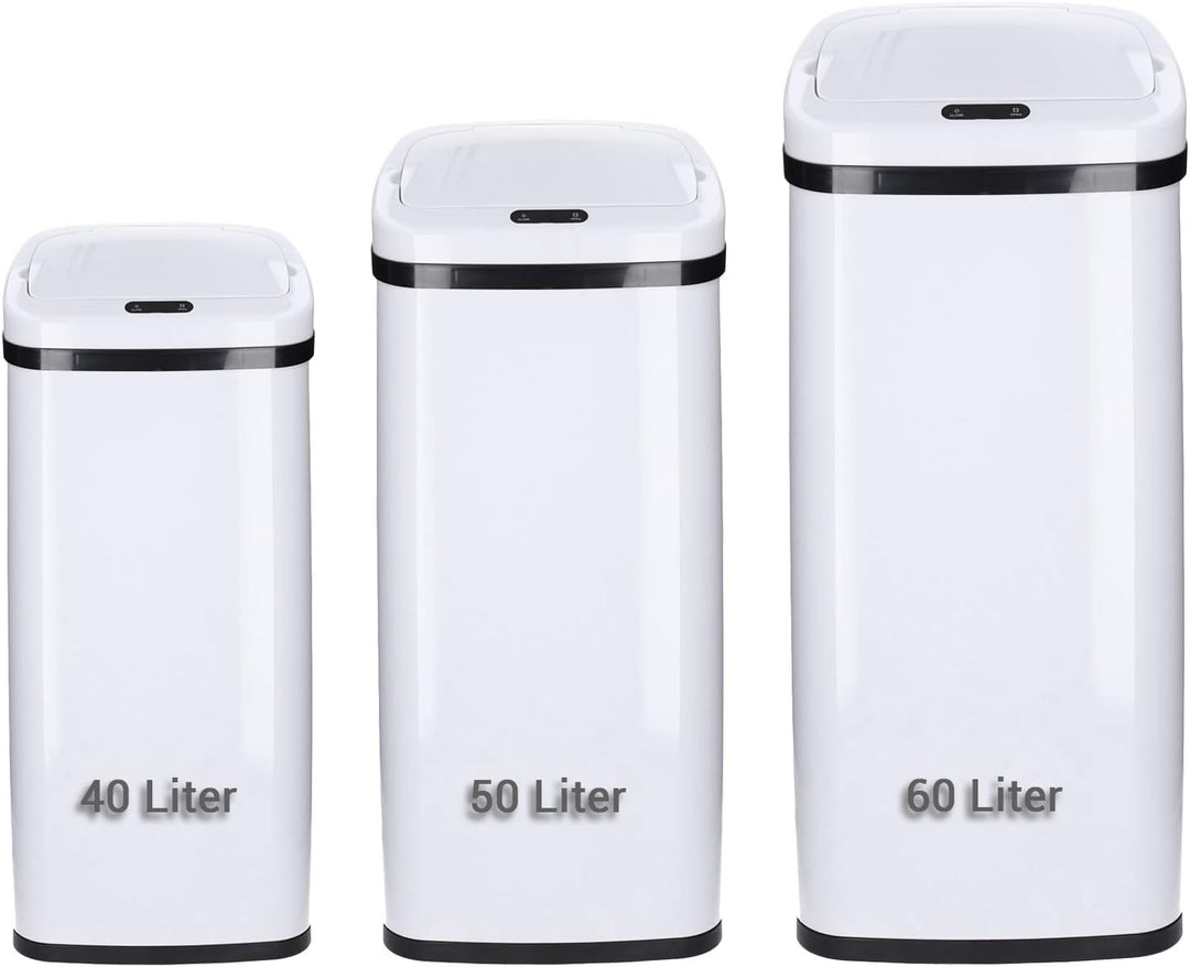TP Sensor Müll-Eimer, Abfall-Behälter aus Edelstahl, automatischer Deckel, eckig, geruchsdicht, für