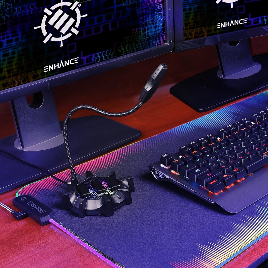 ENHANCE Gaming standmikrofon pc, Gaming-Zubehör, Kondensatormikrofon mit 360-Grad-Schwanenhals, RGB
