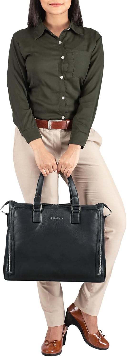 STILORD 'Claire' Businesstasche Damen Leder 15 Zoll Laptoptasche DIN A4 Aktentasche Umhängetasche un