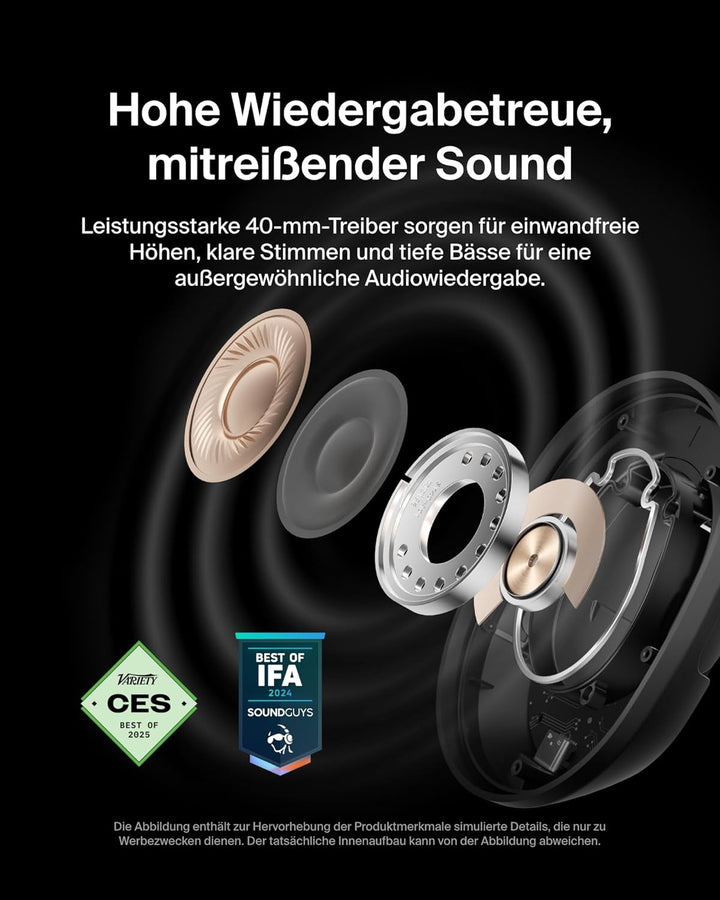 Belkin SoundForm Isolate Noise Cancelling Kopfhörer kabellos Bluetooth Kopfhörer, Headset mit Mikrof