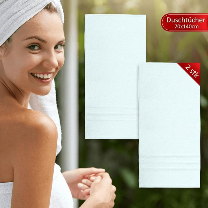 Vency Premium 2er Pack Duschtücher Set - 100% Baumwolle - Saugfähige und langlebige Duschtücher, Grö
