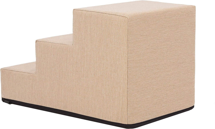 PillowPrim Tiertreppen Einganghilfe Kleinere Hunde Stufen Rampe Katzentreppe 3 Stufen Klein Beige Hö