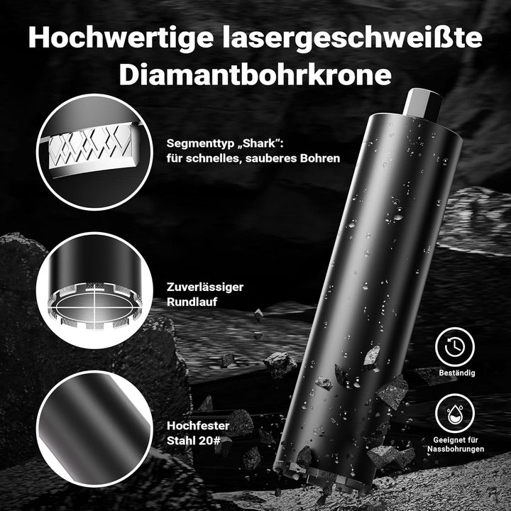 Wiltec Diamantbohrkrone Typ 2 (Mesh) Ø 127 mm, Bohrkrone 450 mm, 1¼ UNC Nassbohrkrone, Diamantbohrer